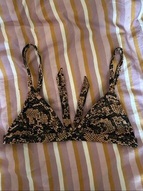 Skatie Black/ Tan Snake Print KOURTNEY triangle Bikini Top